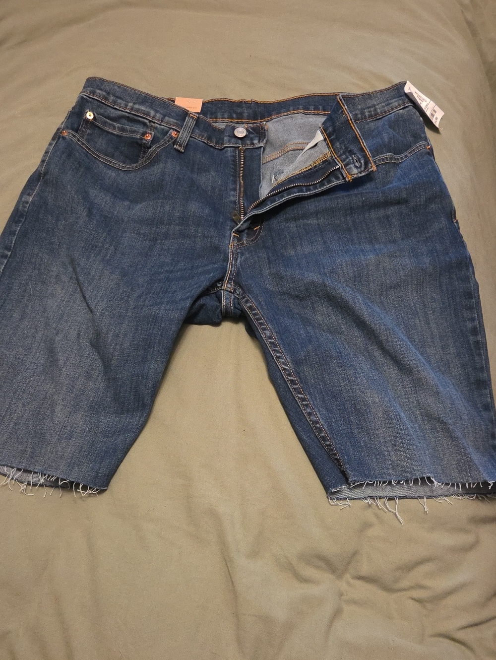 Levi's Men's Dark Blue Cutoff Denim Shorts with Frayed Hem